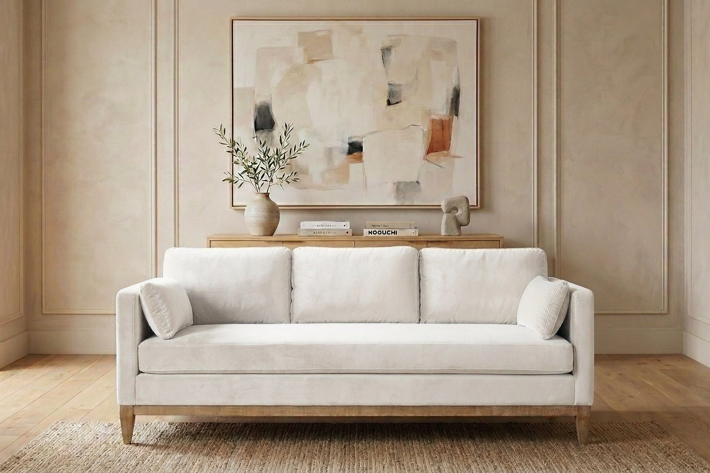 Knox Performance Velvet Sofa (84") – Beige