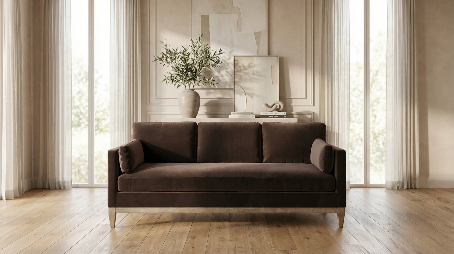 Knox Performance Velvet Sofa (84") – Deep Brown