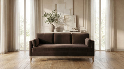 Knox Performance Velvet Sofa (84") – Deep Brown