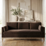 Knox Performance Velvet Sofa (84") – Deep Brown