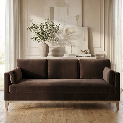 Knox Performance Velvet Sofa (84") – Deep Brown