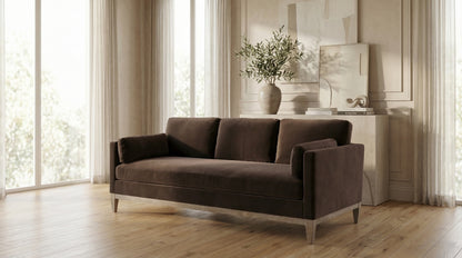 Knox Performance Velvet Sofa (84") – Deep Brown