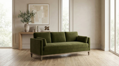 Knox Performance Velvet Sofa (84") – Olive Green