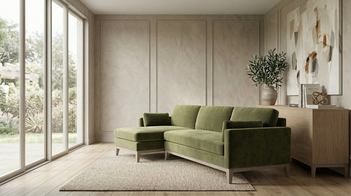 Knox Reversible Chaise Sectional Sofa (89") – Olive Green