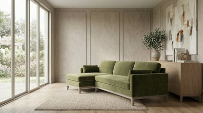 Knox Reversible Chaise Sectional Sofa (89") – Olive Green
