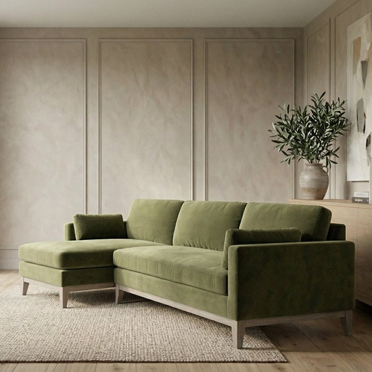 Knox Reversible Chaise Sectional Sofa (89") – Olive Green
