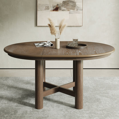 Arden Extendable Oval Dining Table, Distressed Oak Finish