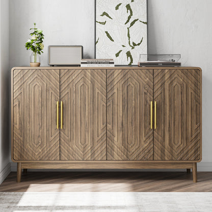 Walnut Geometric Relief Sideboard