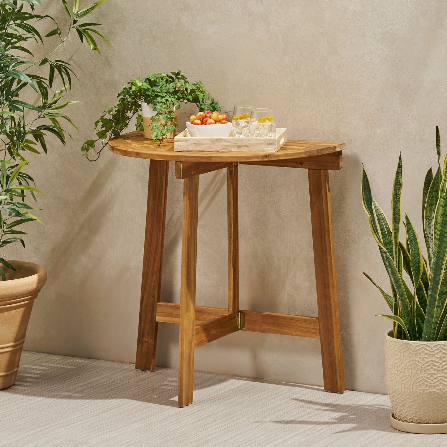 Ardin Folding Bistro Table, Natural Finish