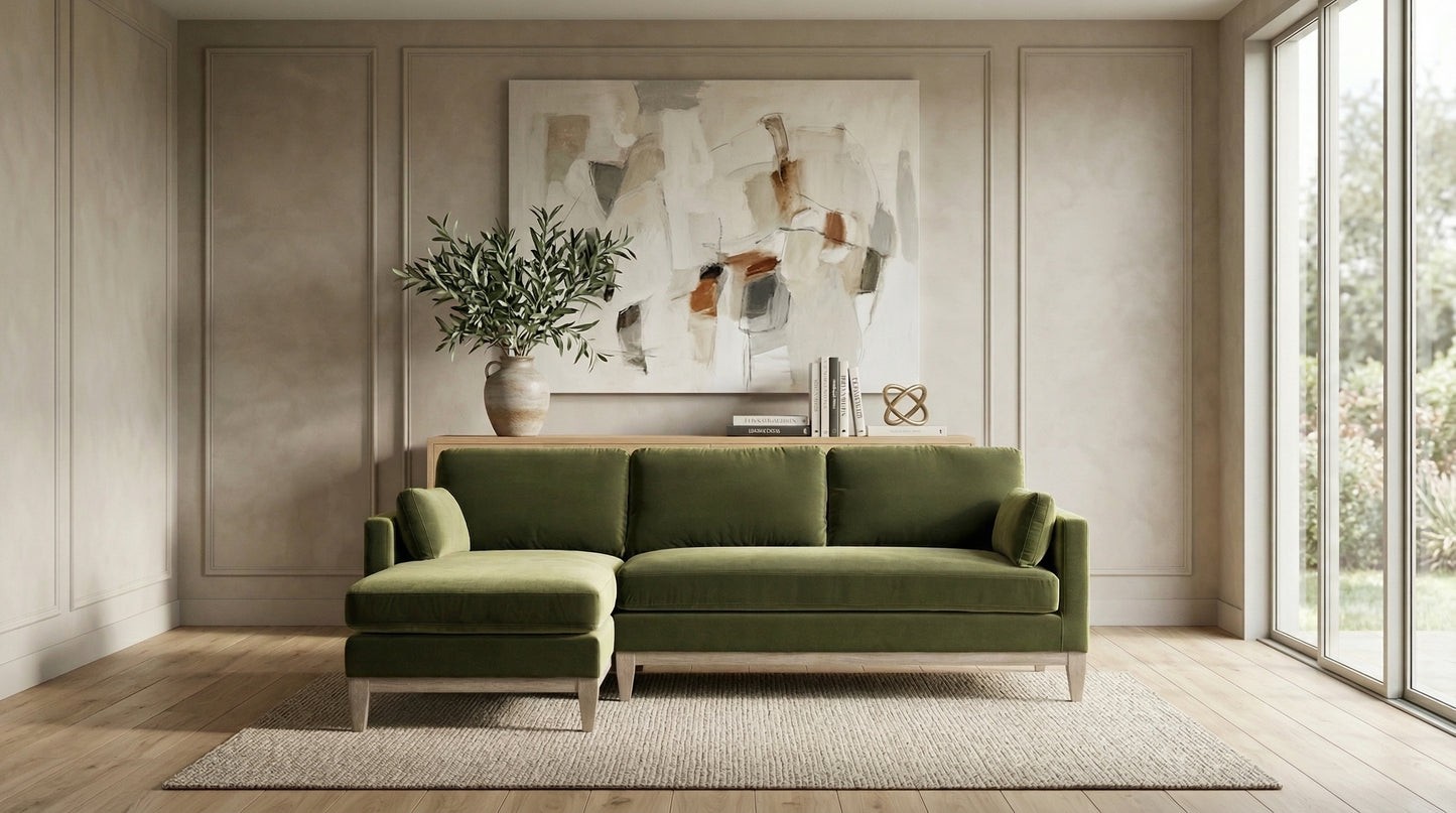 Knox Reversible Chaise Sectional Sofa (89") – Olive Green