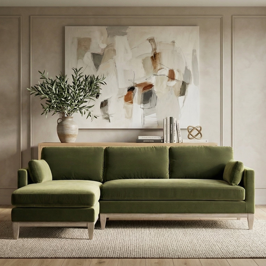 Knox Reversible Chaise Sectional Sofa (89") – Olive Green