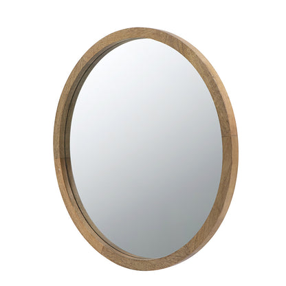 Round Mango Wood Wall Mirror