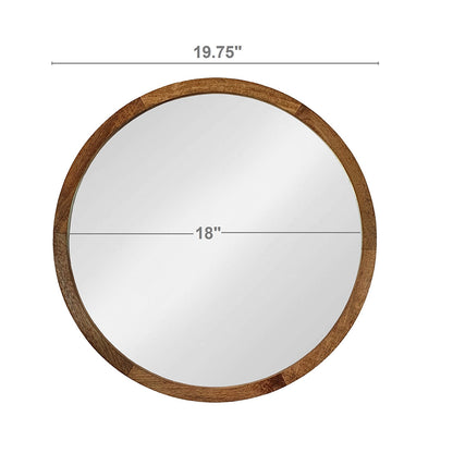 Round Mango Wood Wall Mirror