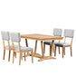 Mela 5-Piece Solid Wood Dining Table Set, Natural