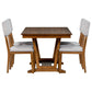Mela 5-Piece Solid Wood Dining Table Set, Walnut