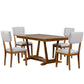 Mela 5-Piece Solid Wood Dining Table Set, Walnut