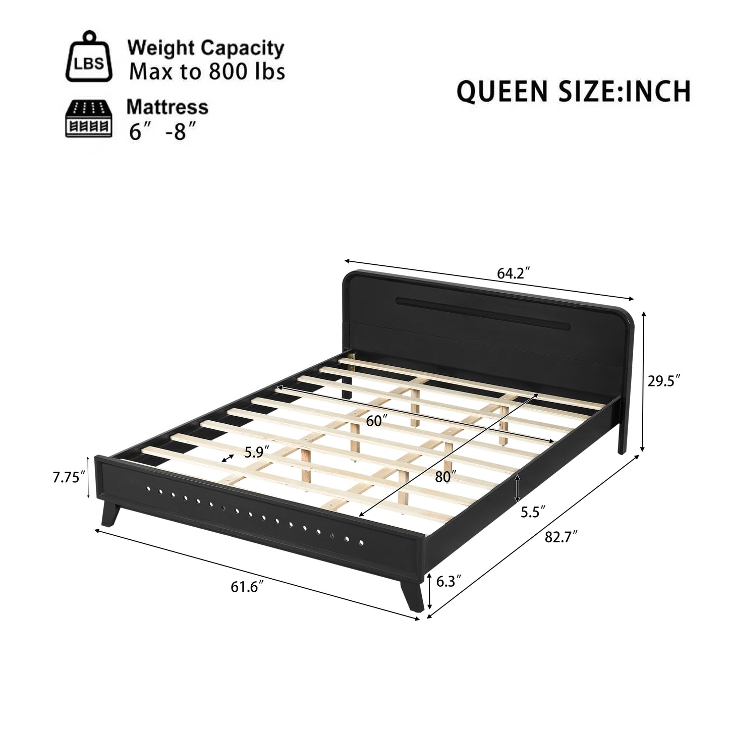 Ellis Black Panel Queen Bed