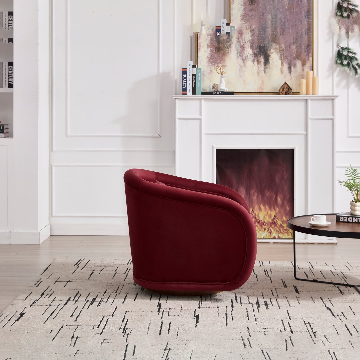 Elara Velvet Swivel Barrel Chair