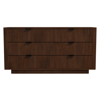 Lola Ribbed Walnut Six Dresser Drawer