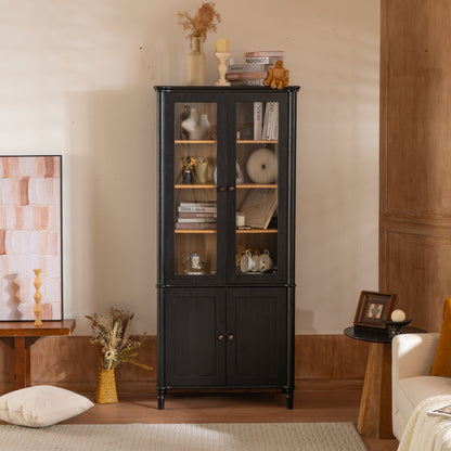 Harrison Glass Door Display Cabinet, Black
