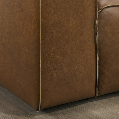 Colton Low-Profile Leather Sofa, Saddle Tan