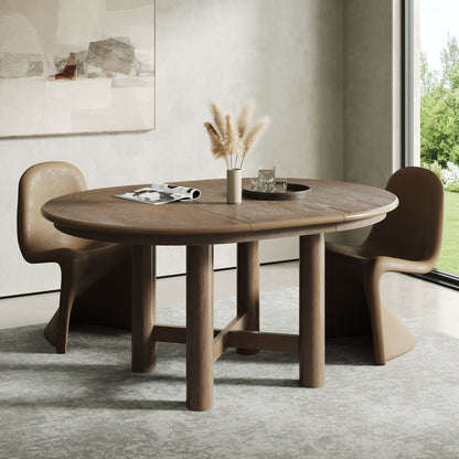 Arden Extendable Oval Dining Table, Distressed Oak Finish