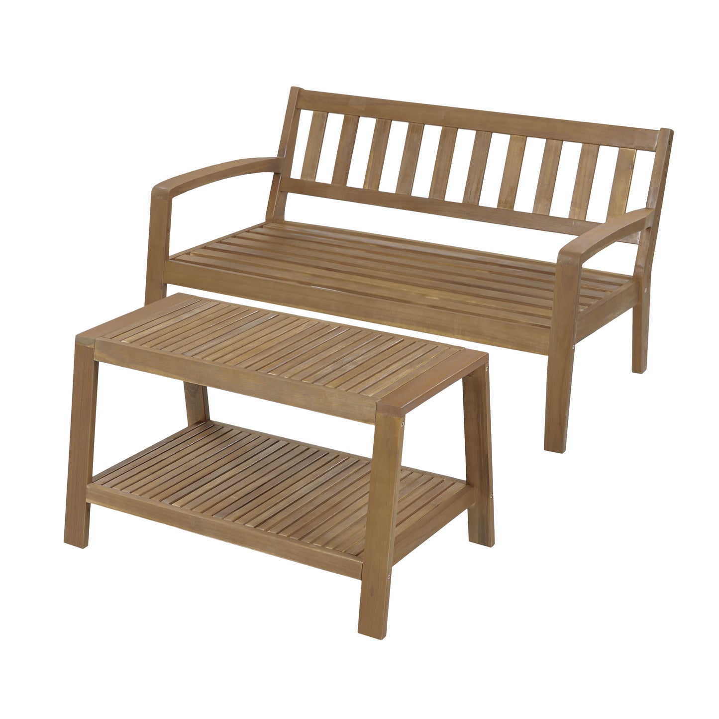 Aven Acacia Wood Outdoor Conversation, 2 Piece Set