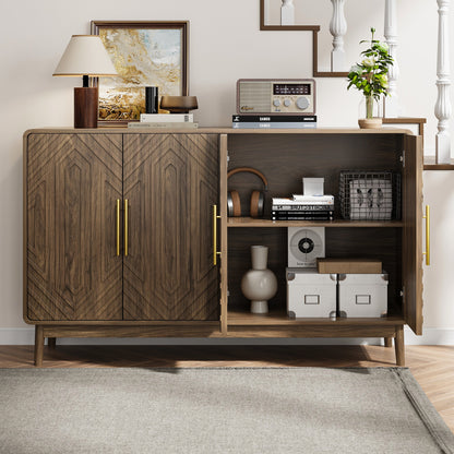 Walnut Geometric Relief Sideboard