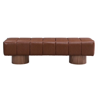 Marin Upholstered Bench – Sculpted Wood Base