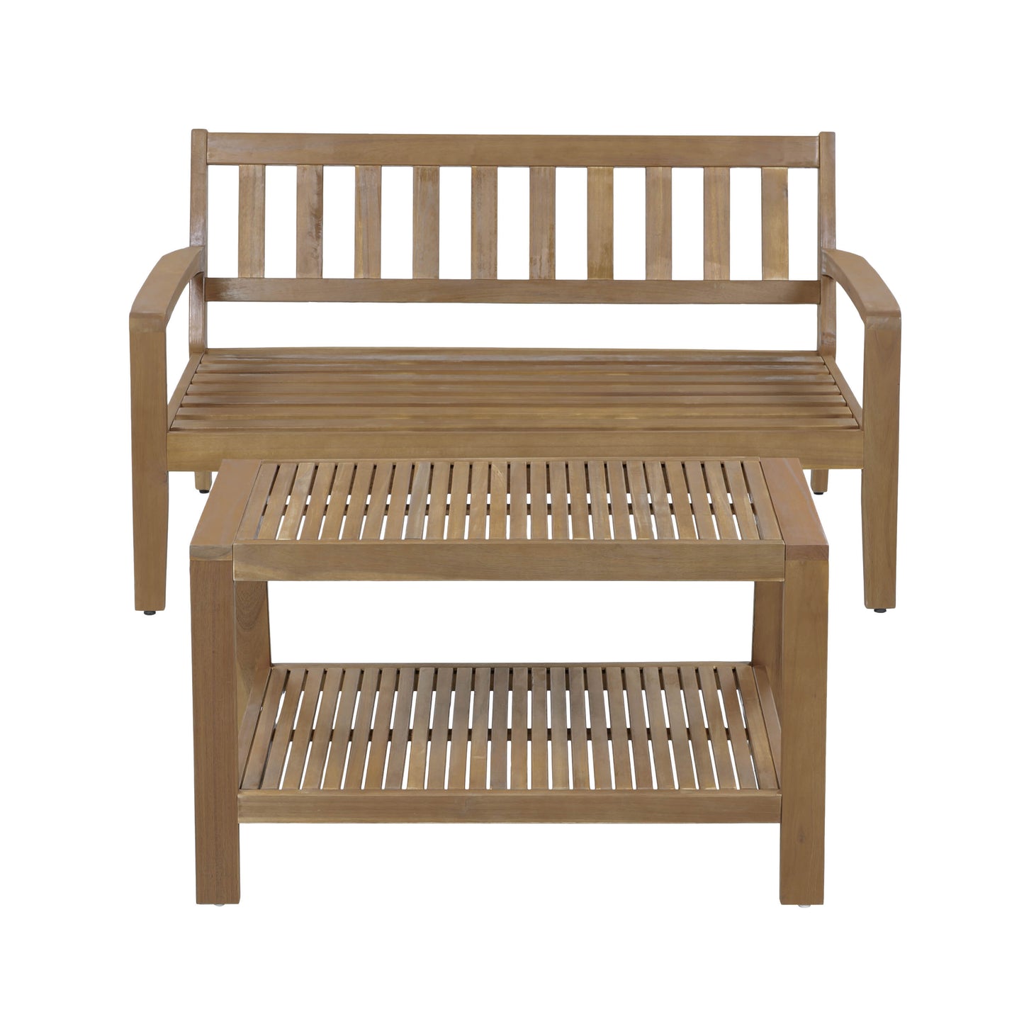 Aven Acacia Wood Outdoor Conversation, 2 Piece Set