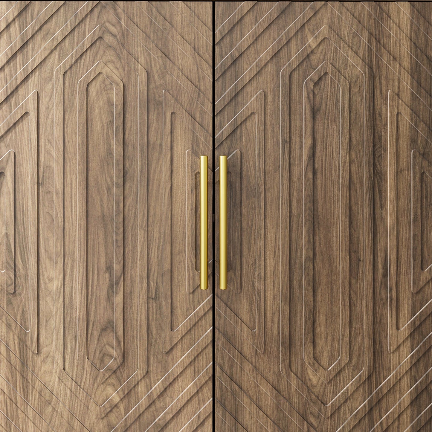 Walnut Geometric Relief Sideboard