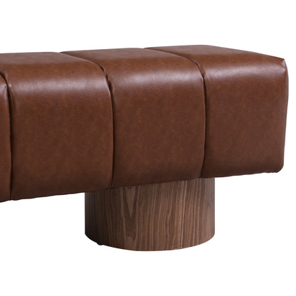 Marin Upholstered Bench – Sculpted Wood Base