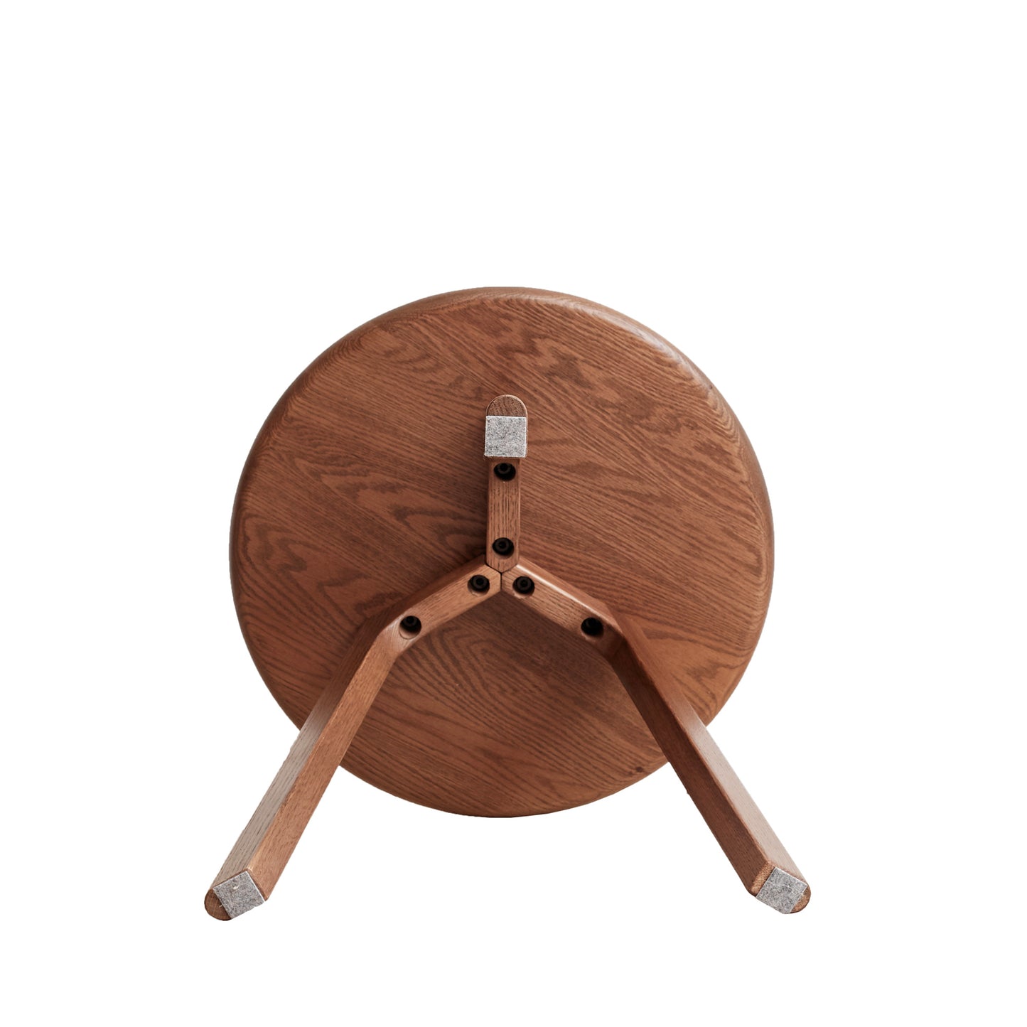 Round Solid Oak Side Table, Walnut Finish