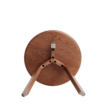 Round Solid Oak Side Table, Walnut Finish