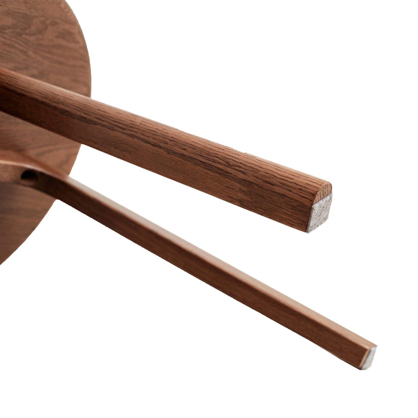 Round Solid Oak Side Table, Walnut Finish