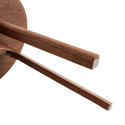 Round Solid Oak Side Table, Walnut Finish