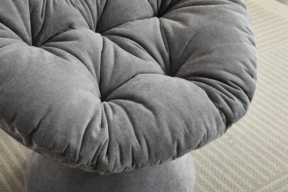 Oversized Papasan Swivel Accent Chair, Grey