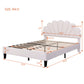 Pearl Velvet Upholstered Platform Full Size Bed, Beige