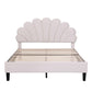 Pearl Velvet Upholstered Platform Full Size Bed, Beige