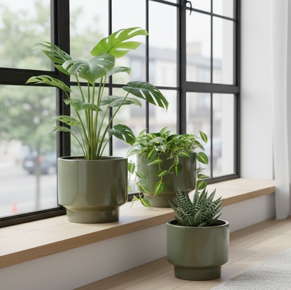 Calla Pedestal Ceramic Planter Set