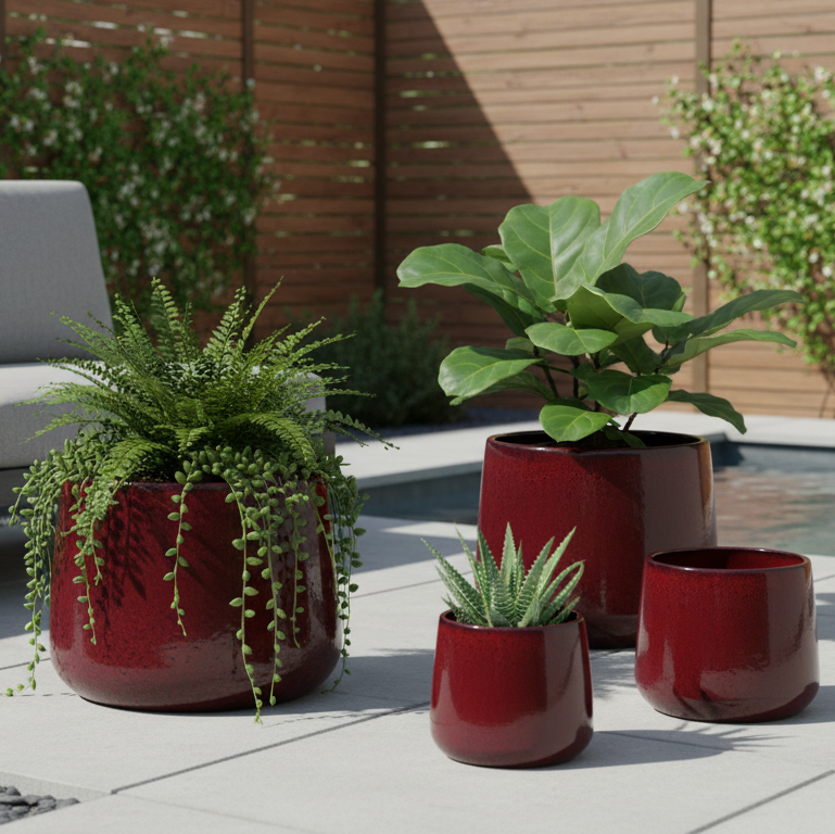 Roux Glazed Ceramic Planter Set