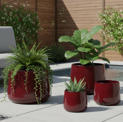 Roux Glazed Ceramic Planter Set