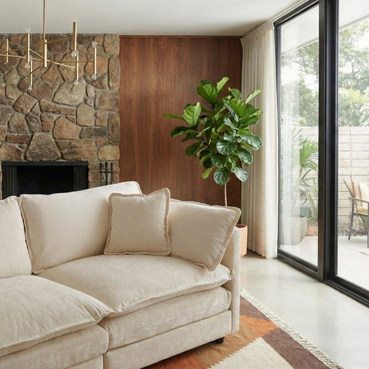 Novah Deep Lounge Chenille Sofa, Beige