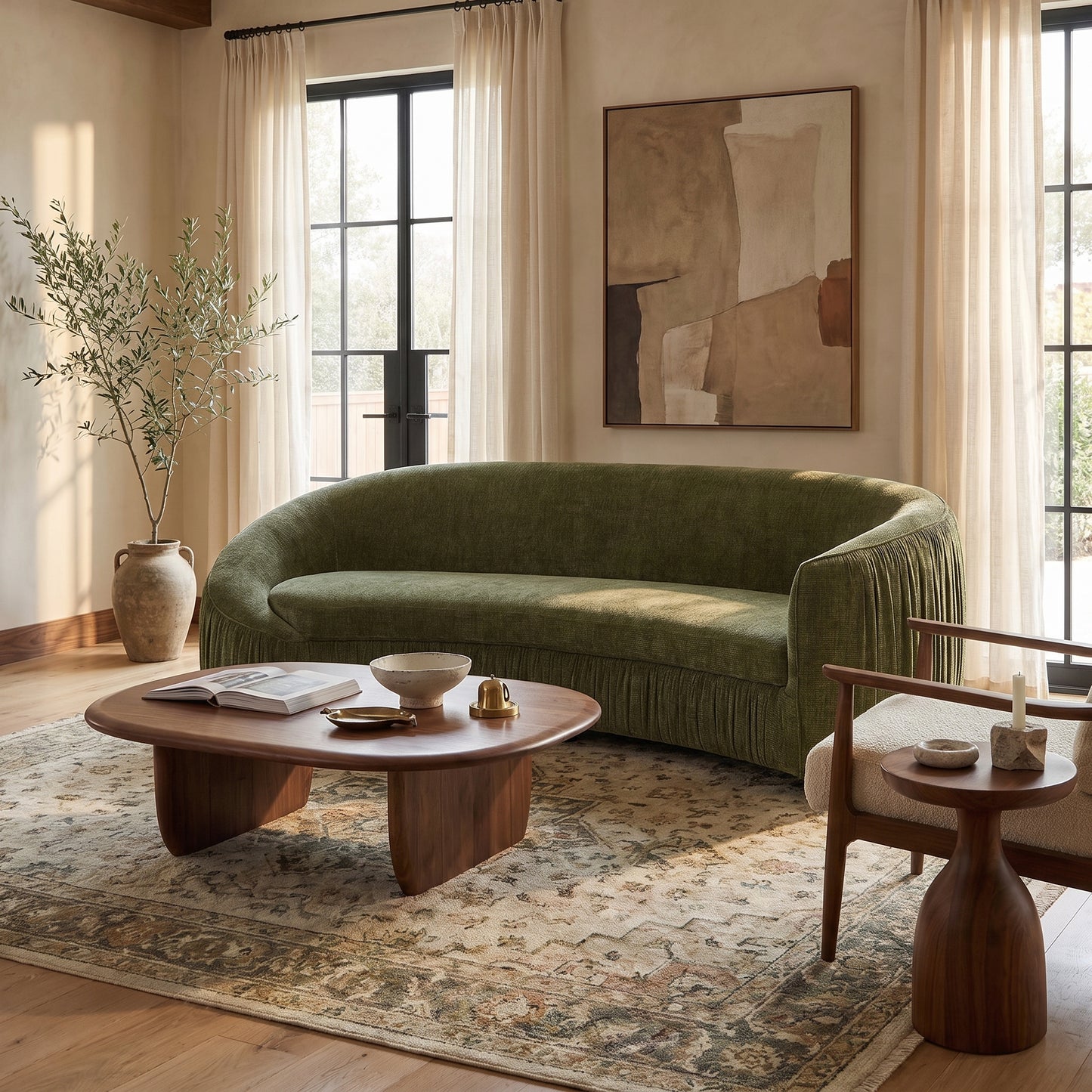 Aurelia Curved Lounge Sofa – Green