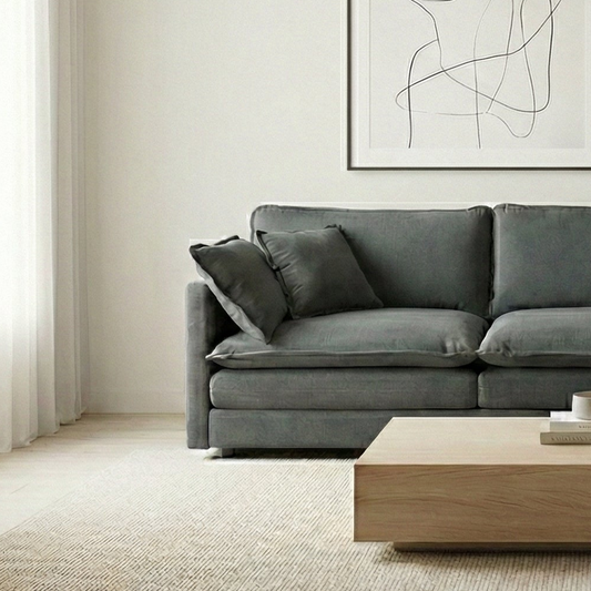 Novah Deep Lounge Chenille Sofa, Grey