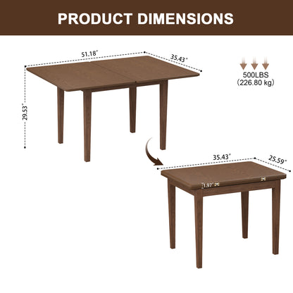 Alden Extendable Oak Dining Table, Walnut Finish