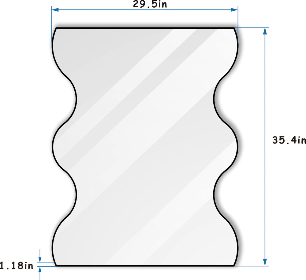 Wavy Wall Mirror, Black 30"x35"