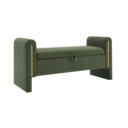 Marlowe Teddy Storage Bench, Olive Green