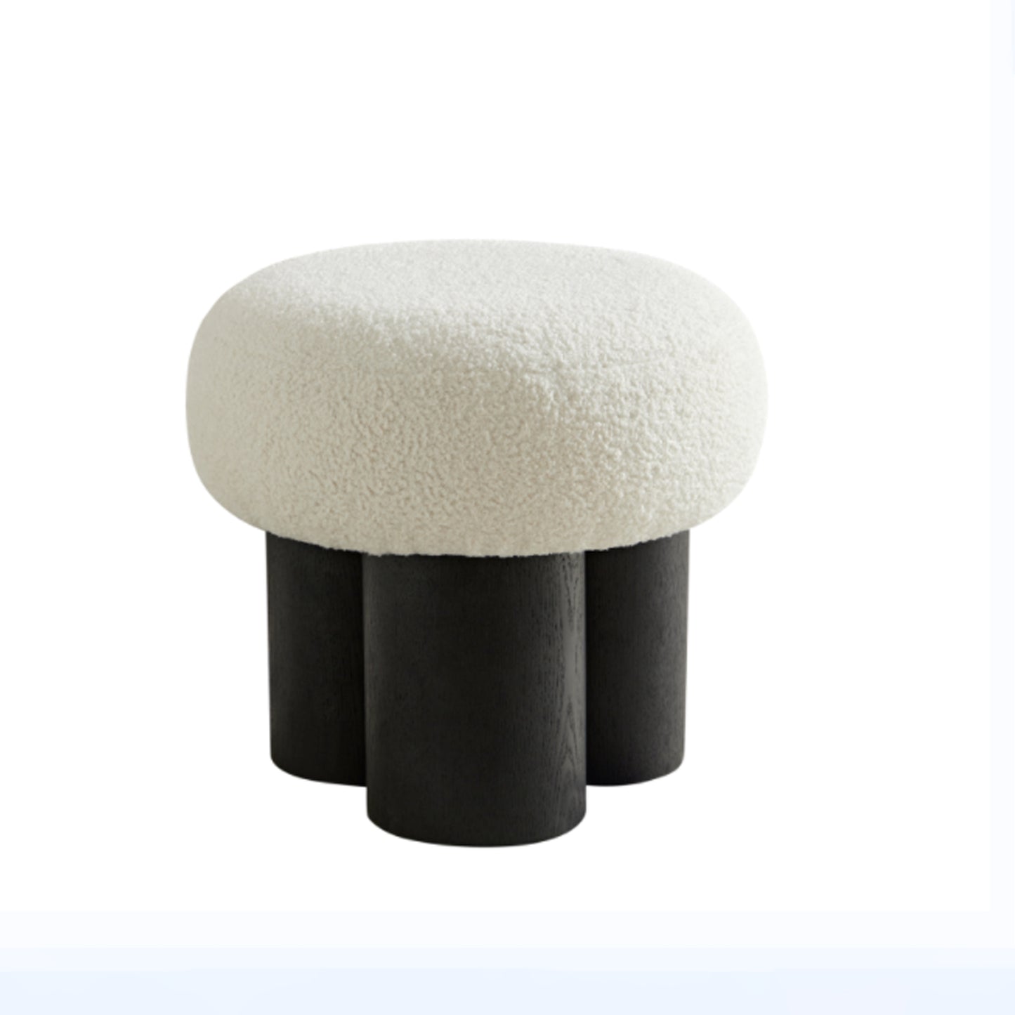 Mushroom Sculptural Bouclé Accent Stool, Black
