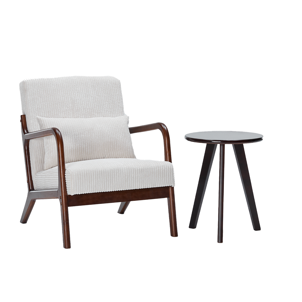 Aska Lounge Chair and Side Table Set, Walnut